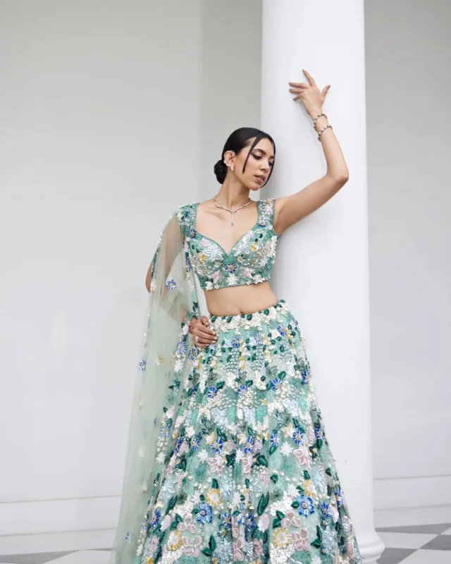 When elegance blooms, you wear it like a crown.👑
This handcrafted lehenga is made for your standout moments.❤️
Own the vibe, twirl in style!✨

#BombayTrendz #LehengaLove #MadeToTwirl #EthnicGoals #BridalVibes #FestiveLook #IndianWearDiaries #StyleGoals #OutfitOfTheDay #WeddingSeasonReady #LehengaInspo #FashionDiaries #TrendAlert #GlowUpWithBombayTrendz